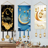 1607BA Eid Mubarak Decoration 2024 Hanging Flag Ramadan For Home Door Islamic Muslim Party Decor Ramadan Kareem Banner Eid Al-Fitr Gift