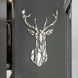 3D Mirror Wall Stickers Nordic Style Acrylic Deer Head Mirror Sticker Decal Removable Mural for DIY Home Living Room Wall Decors