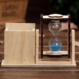 1109BA Simple Wooden Single Hourglass Pen Holder Student Desk Decoration Exquisite Creative Pencil Holder Decoration Gift