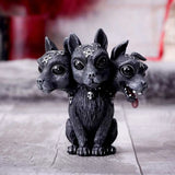 2307BA New Cute Animal 3 Heads Dog Statue Decorative Figurines Resin Crafts Halloween Ornament Desk Decoration Home Decor Accessories