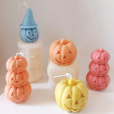 2808BA 3 Layer Expression Pumpkin Candle Making Set Halloween Witch Hat Cushaw Resin Silicone Mold Squash Party Chocolate Plaster Decor