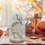 0709BA Spooky Skeleton Sculpture Dome Mermaid Skeleton Horror Sculpture Tabletop Decoration Halloween Seasonal Novelty Desk Statue For