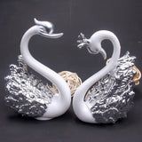 0709BA 1Pcs Crown Glass Table Swan Baking Decorative Birthday Anniversary Ornament Cake Topper Figure Paper Weight Desk Home Decoration