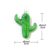 2pcs INS Style Mini Cute Cactus Charm Glass Pendant Rare Plant Ornaments DIY Women's Fashion Jewelry Necklace Making Accessories