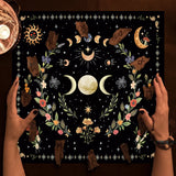 Triple Moon Floral Botanical Tarot Cloth Alter Tarot Table Cloth Wiccan Spread Top Cloth Spiritual Witchery Table for Divination