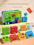 Kids Face Changing Building Blocks Rubik's Cube Toy over 6 Years Old 8-12 Years Old Thinking Training Matching Interactive Educational Board Game 13