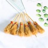 0709BA New Portable Desk  Mini Broom Straw Hanging Witches Miniature Prop Brooms Craft Broomstick Small Toys for Halloween Party