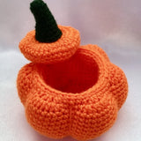 1707BA Crochet Pumpkin Basket for Halloween Decoration, Knitting Doll, Gift for Halloween Party