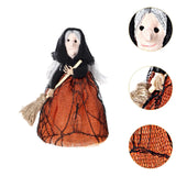 0709BA Mysterious Broom Witch Doll Desk Prop Artwork Decorative Collectible Halloween Decor for Hotel Farmhouse Party Apartment Office