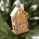 Merry Christmas LED Light Wooden House Luminous Cabin Christmas Decorations for Home DIY Xmas Tree Ornaments Kids Gifts New Year