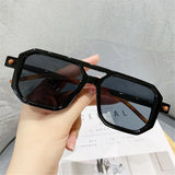 Retro Double Bridge Women Sunglasses Fashion Leopard Irregular Square Sun Glasses Men Trendy Street Wear Shades UV400 Eyewear