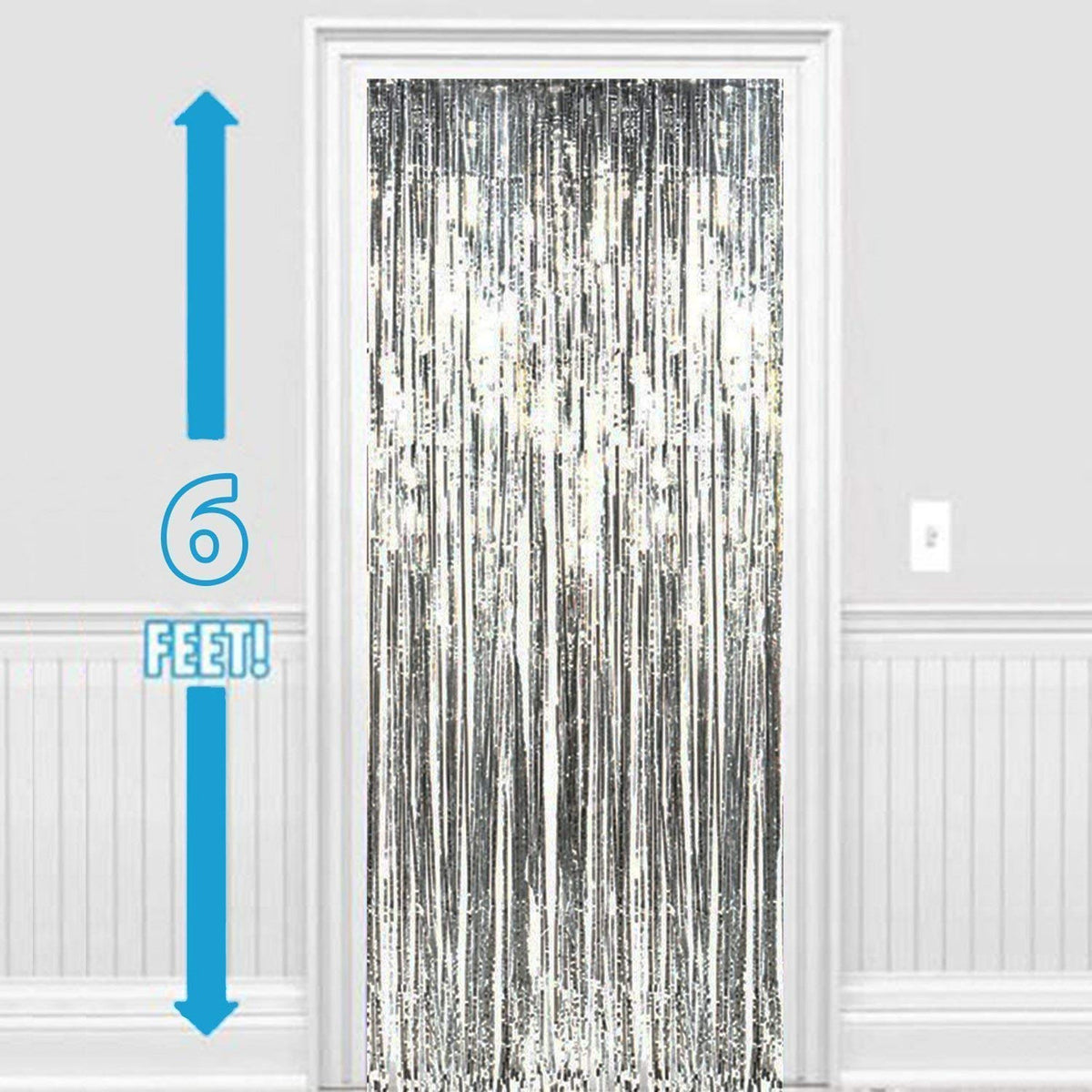Silver Foil Fringe Curtain for Home and Birthday Décor (Sold By - 6 Piece)