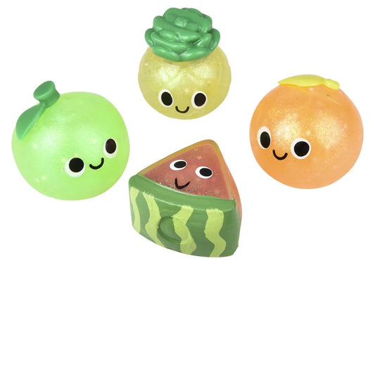 New Stylish 2.25" Glitter Squishy Sticky Fidget Fruit Kids Toys (Set of 12)