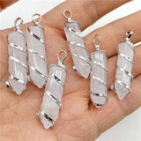 Wholesale Natural Stone Copper Wire Pendants Jewelry For Women's (sold by the piece or on chain)