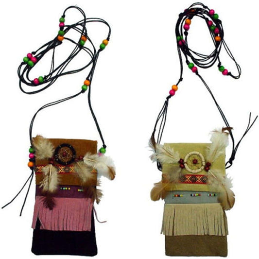 Leather Dream Catcher Pouch - Assorted Colors and Designs