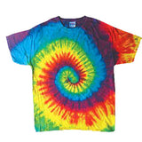 Wholesale Rainbow Swirl Tie Dye Tee Shirt - Bright and Vibrant Colors 100% Cotton