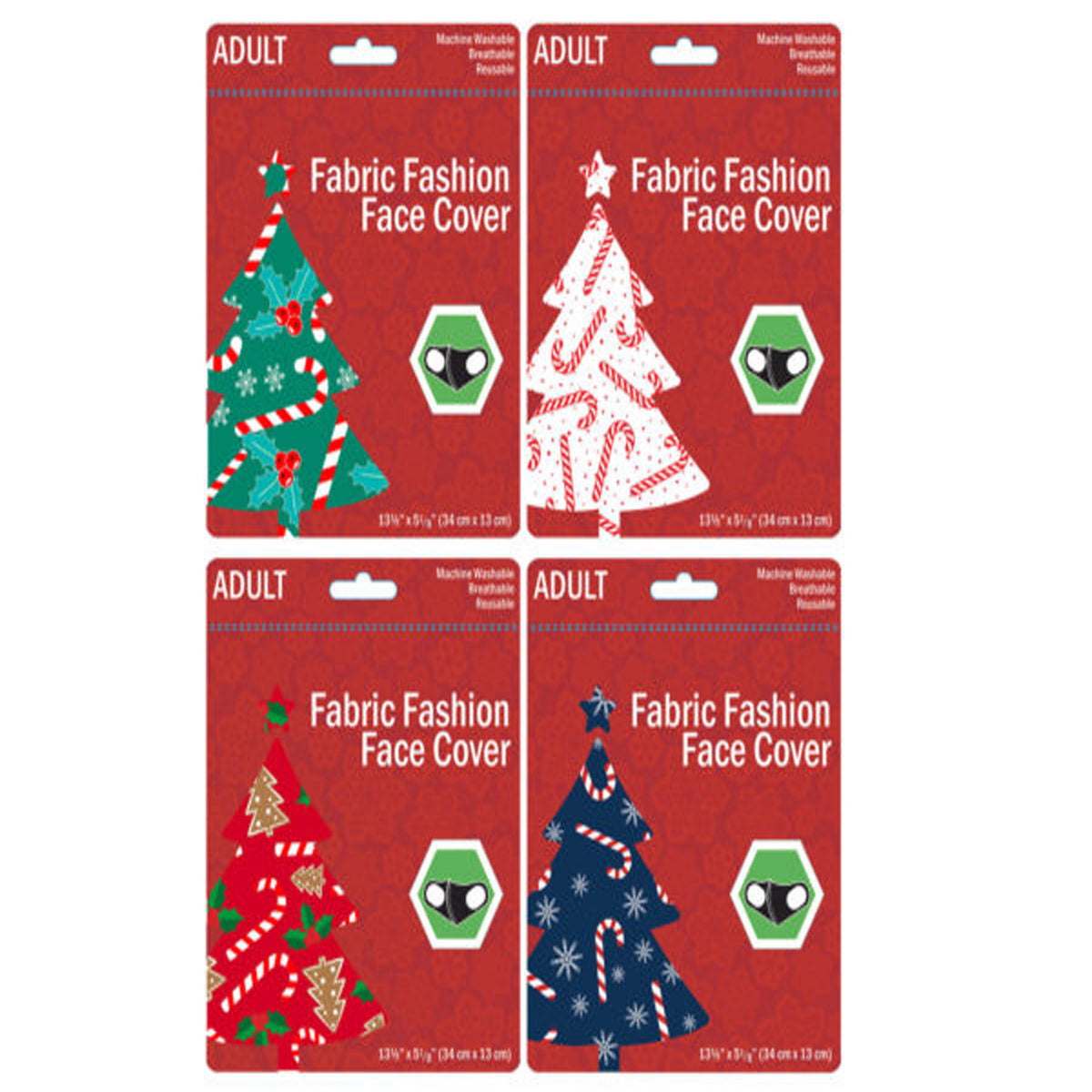 Kids 4 Asst Christmas Washable Face Masks - Spread Holiday Cheer with Festive Protection MOQ -100 pcs