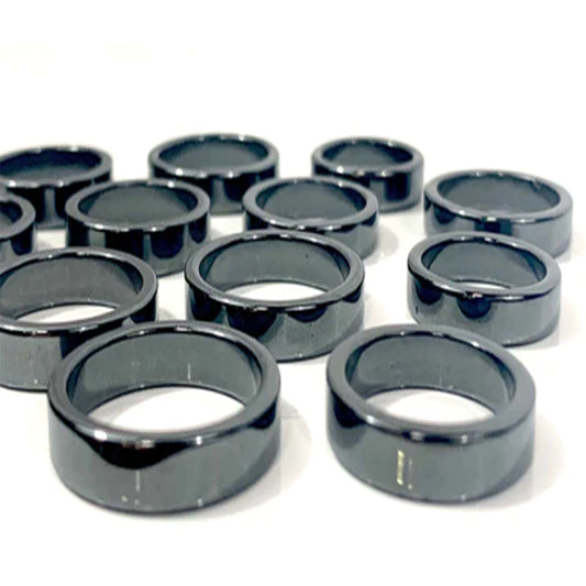 Wholesale 6mm Black Flat Style Hematite Stone Rings Assorted Sizes(Sold by the PIECE OR dozen )