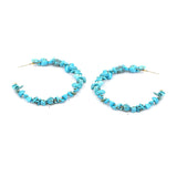 Wholesale U Shaped Hoop Turquoise Stone Earrings Unique and Beautiful (SOLD BY THE PAIR)