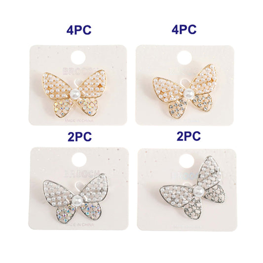 "Wholesale Pearl Rhinestone Butterfly Brooches - Dozen Packs Available"