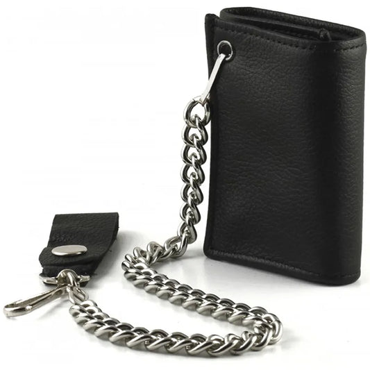 Wholesale New Punk Skull with Mohawk Trifold Leather Wallet with Chain (Sold By Piece)