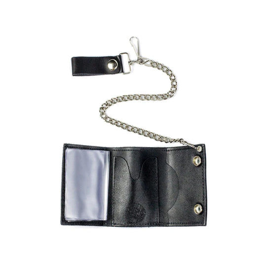 Wholesale USA Patriot Eagle Trifold Leather Wallet With Chain (MOQ-6)