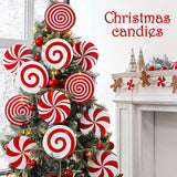 CF-9Christmas Tree Topper and Ornaments Set - 8 Large Candy Cane Swirls, Plastic Red and White Peppermint Sticks, Festive Holiday Decor for Home, Office, Party Centerpieces, No Electricity or Feathers Required