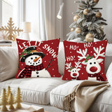 CF-24pcs Merry Christmas Reindeer Throw Pillow Covers, 18in*18in, Buffalo Plaid Print, Winter Holiday Farmhouse Home Decor, For Porch Patio Couch Sofa Living Room Outdoor, Set Of 4, Without Pillow Inserts