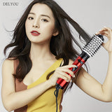 2-in-1 DELYOU Pro Hair Styler & Dryer Brush - Curl, Straighten, Volumize, and Dry Hair in One Step with 110-130V US Plug Power Supply