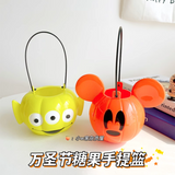 0709BA Make Trouble without Candy ~ Halloween Funny Children's Portable Basket Candy Bucket Gift Kindergarten Decoration Performance