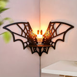 0207ba 1PC Unique Bat-Shaped Wooden Wall Decoration - Modern Minimalist Display Shelf with Spider Web Design - Easy Wall Hanging Installation, No Nails Required, Suitable for Various Room Types
