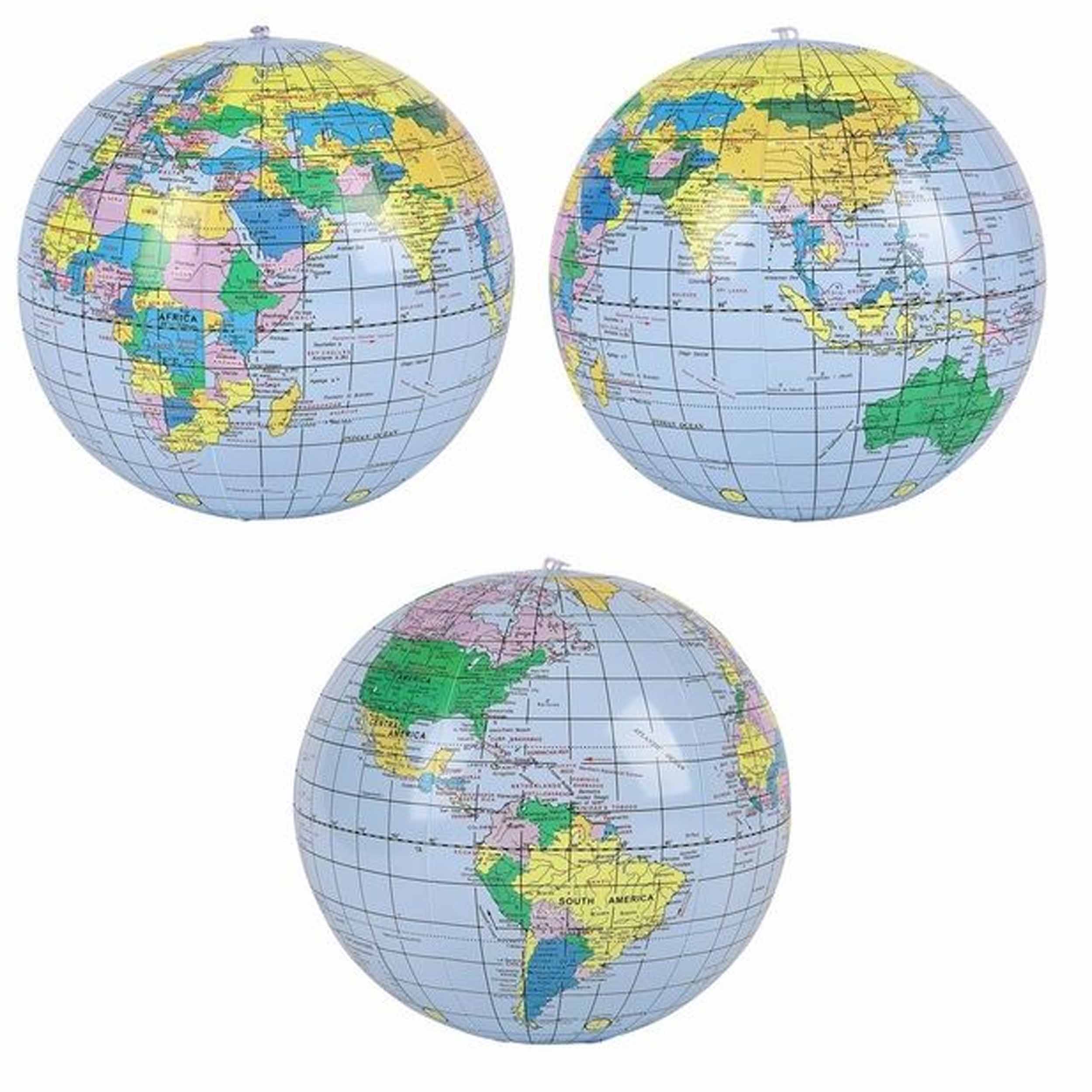 16" Globe Inflate The Fun and Educational Beach Ball That Will Teach You About the World (Sold In Dozen)