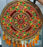 Flower Stone Wall Hanging Handmade Embroidery Work Kutch Handicraft Item for Home/Office Decor