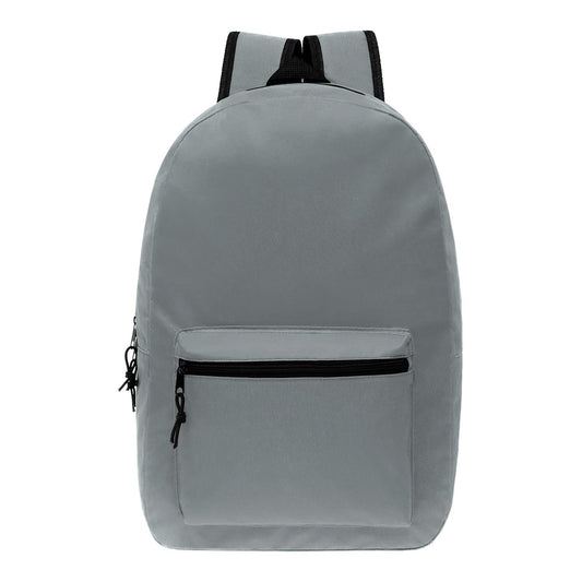 Buy 17" Kids Basic Wholesale Backpack in Gray - Bulk Case of 24 Backpacks