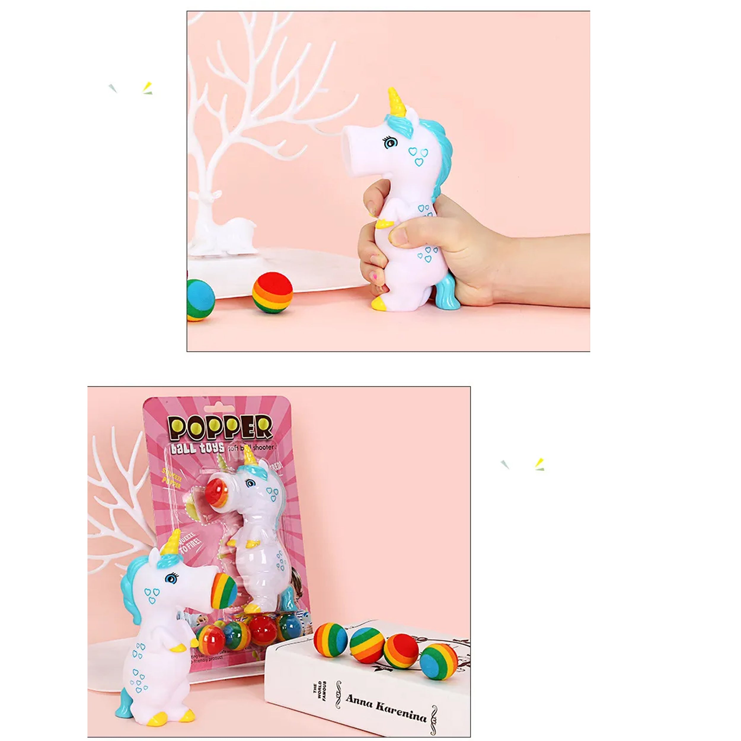 Unicorn Squeeze Popper With 5 Balls Toy