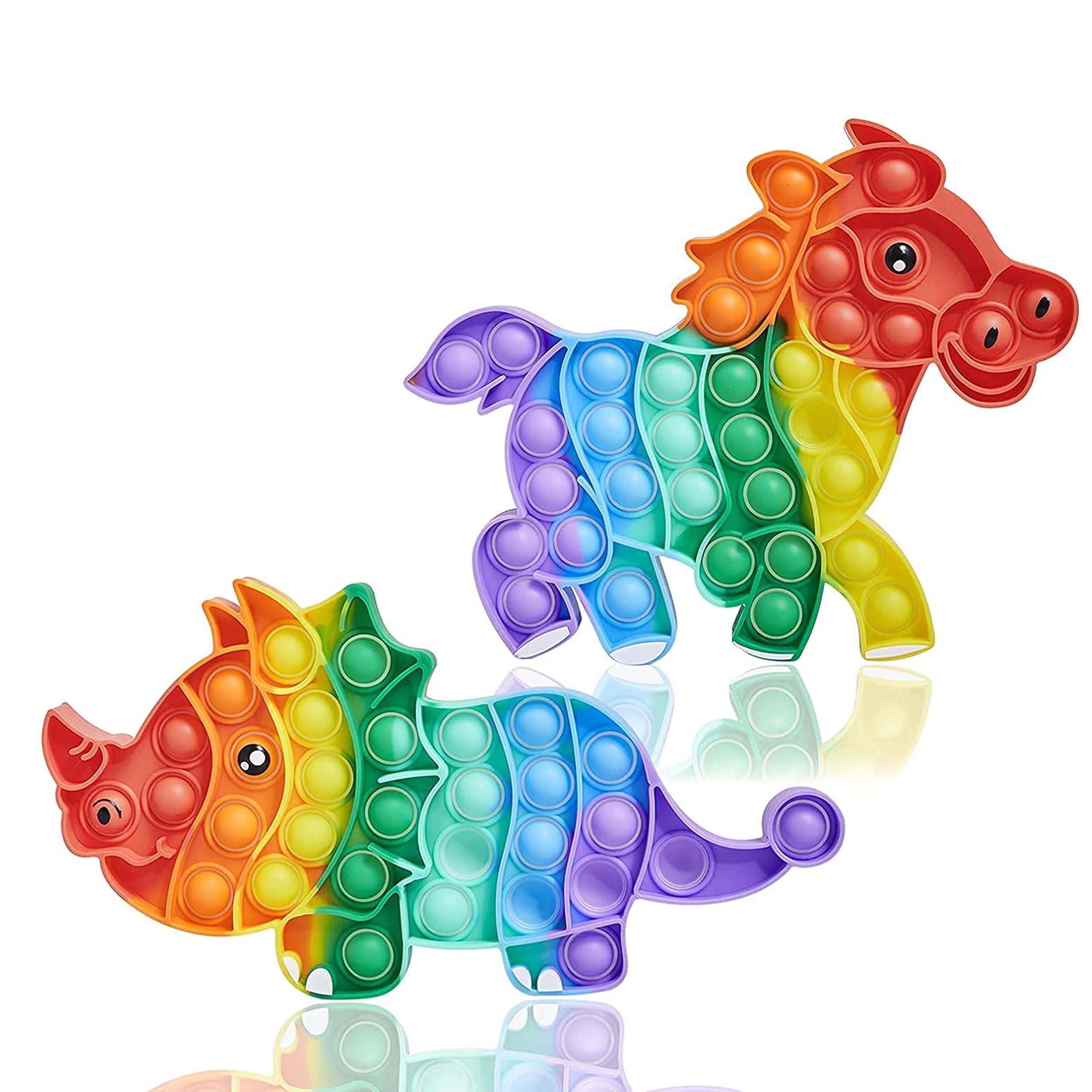 Rainbow Horse and Triceratops Dinosaur Pop it Fidget Toys