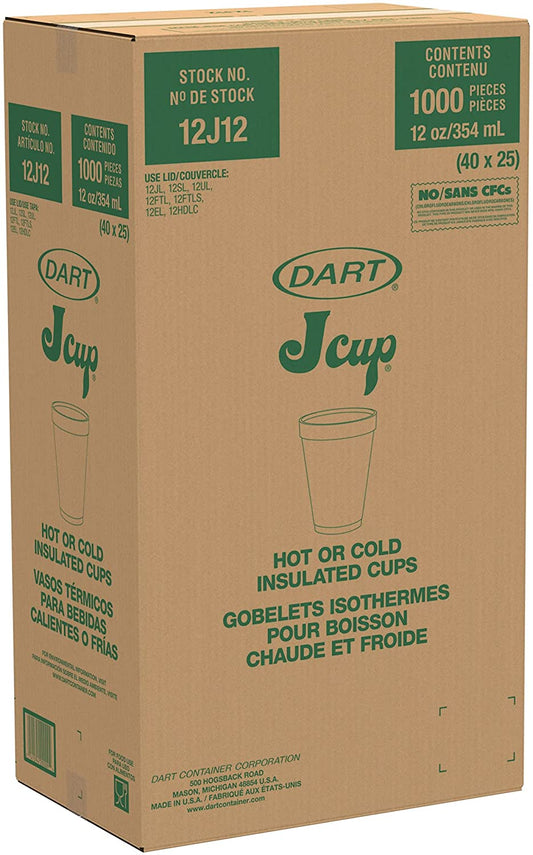 DART 12J12 12 oz Foam Cup (Case of 1000)