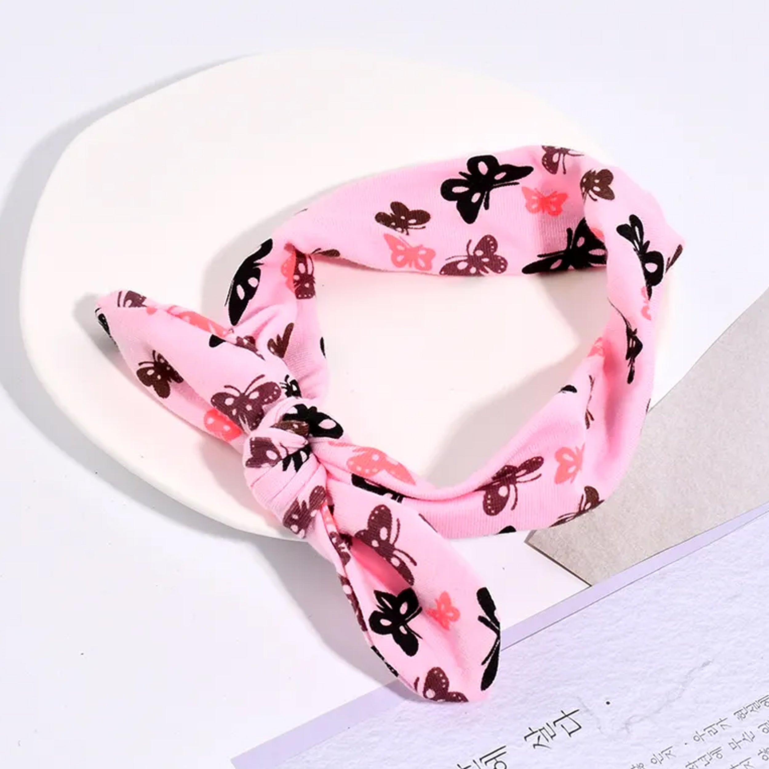 Adorable Printed Rabbit Ears Bow Knot Headband for Baby Girl Gift