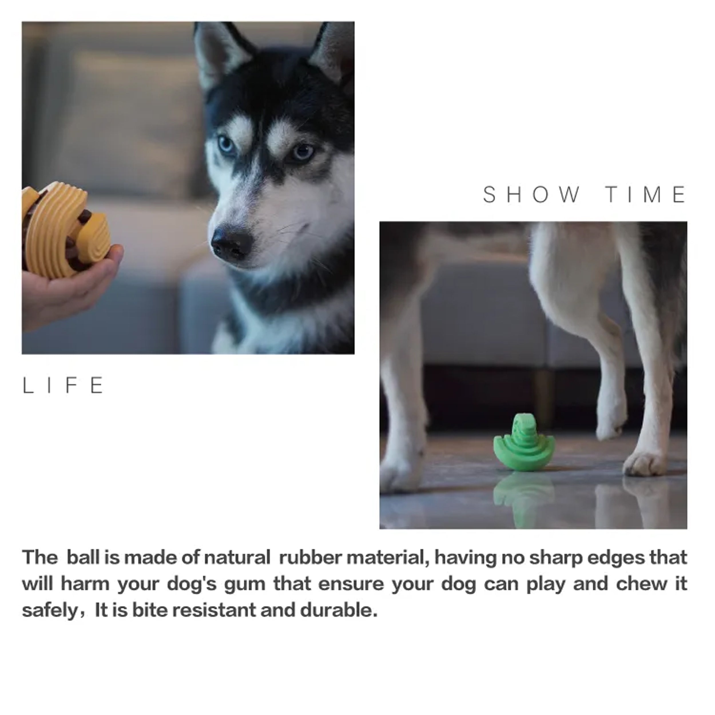 Rolling Dog Play Ball Puzzle and Chew Toy - Infinite Scrolling Rubber Ball Toy for Pets