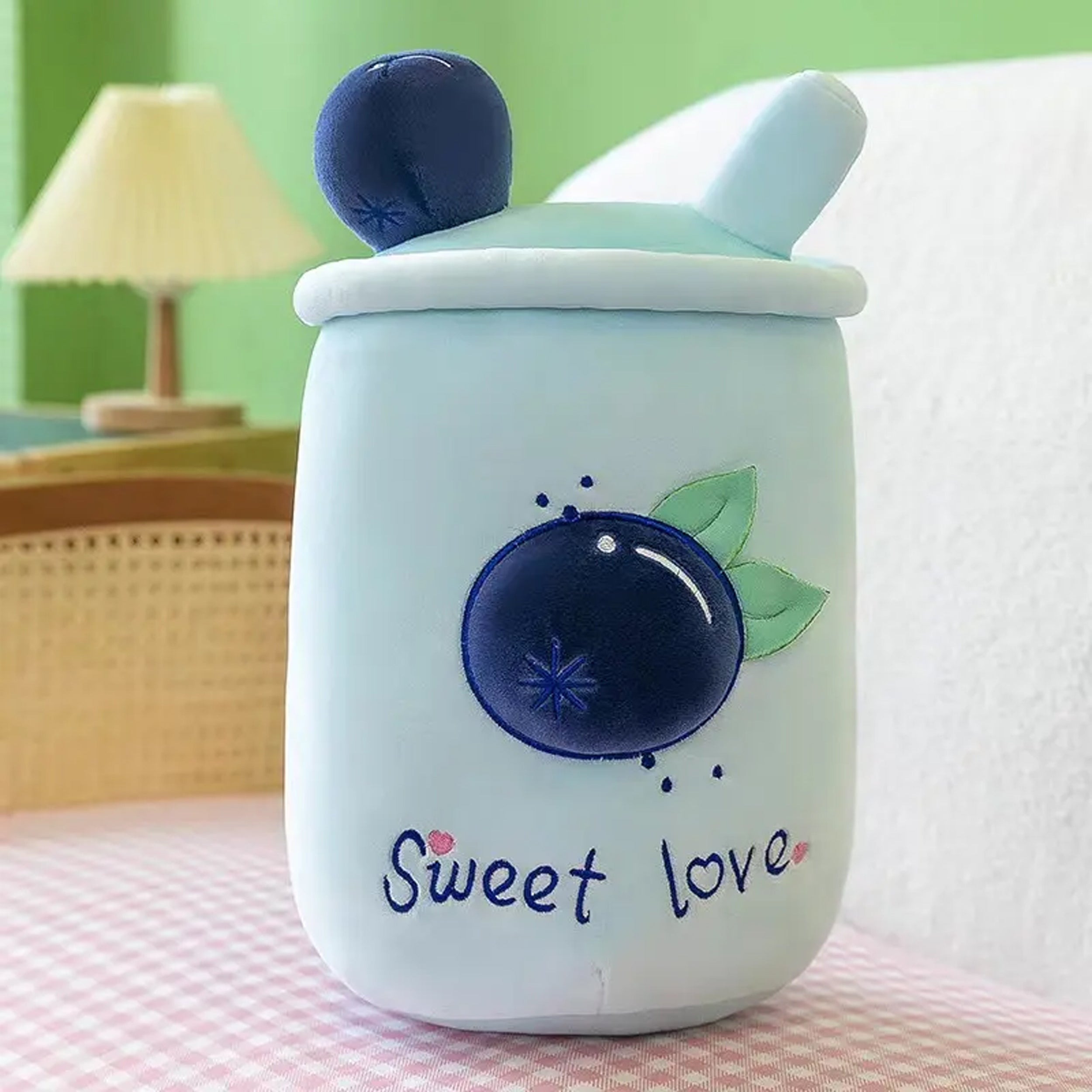 Cute and Cuddly Milk Tea Boba Watermelon Blueberry Peach Plush Pillow Décor Gift