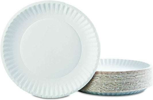 9" UNCOATED WHT PAPER PLATES 12/100