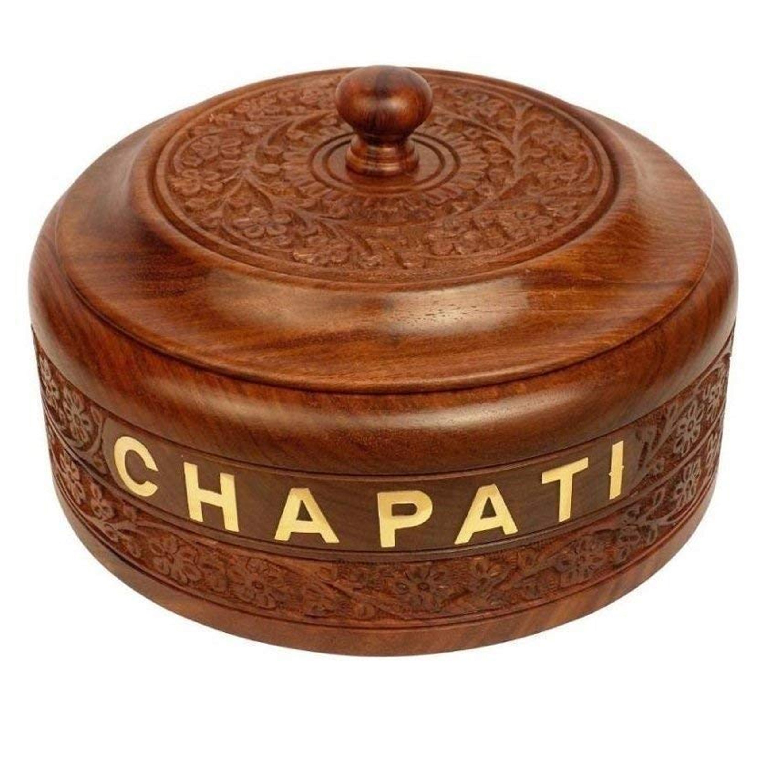 Serve with Style Handmade Wooden Round Chapati Casserole Box
