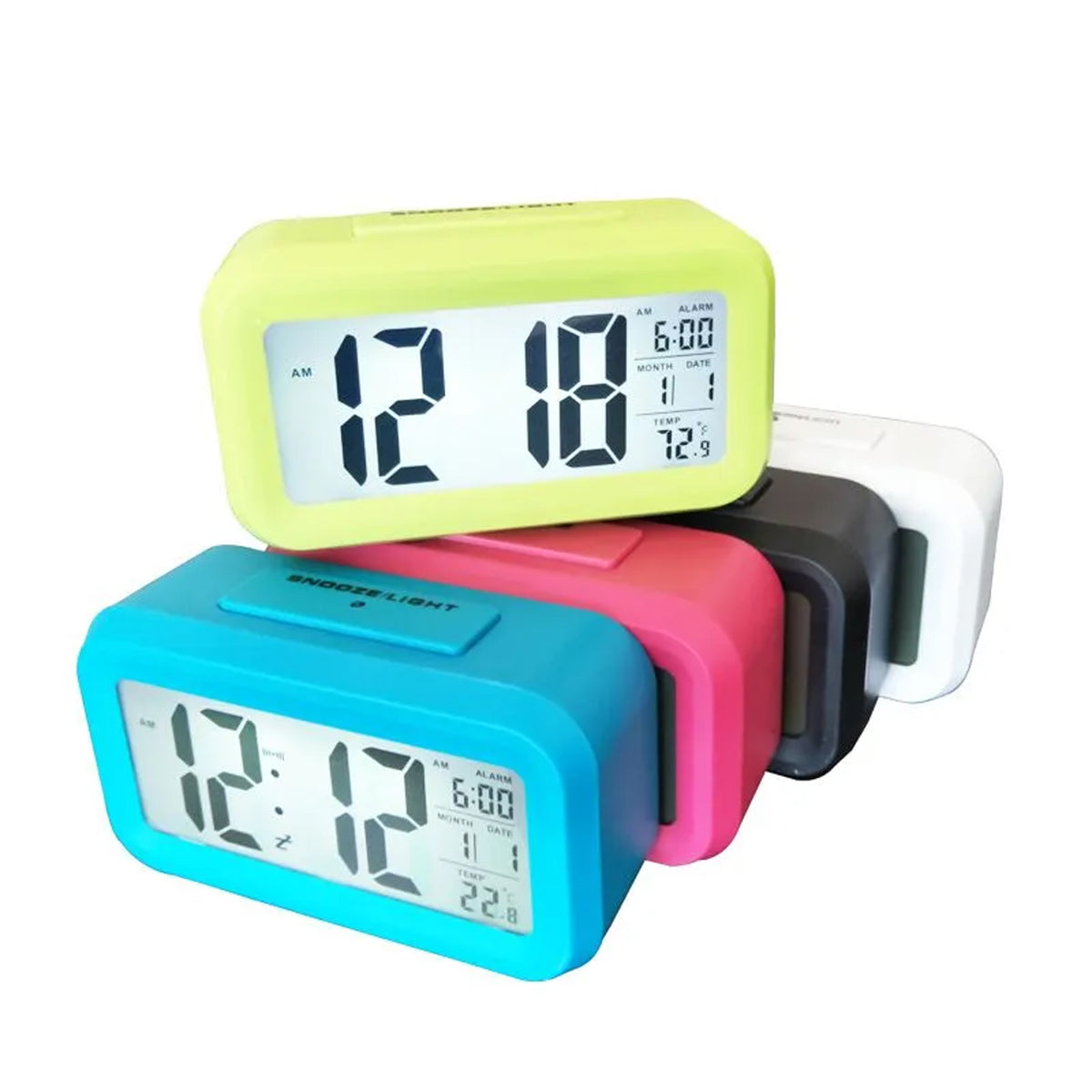 Temperature Alarm Digital LED Clocks with Calendar - Assorted