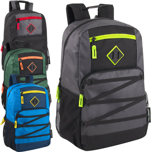 Bulk Double Zippered Bungee Backpack With Laptop Section