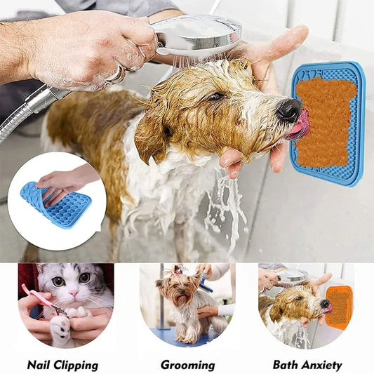 Dog Lick Pad - Silicone Treat Feeding Licking Mats with Suction - Slow Food Pad Mat For Dogs