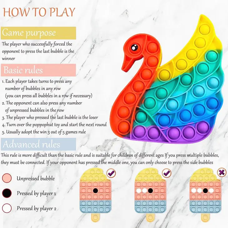 Rainbow Swan Pop It Toys