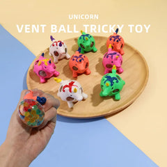 Rainbow Unicorn Stress Ball Beads Grape Squeeze Toy