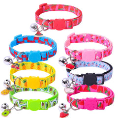 Stylish and Safe Printed Cat Collar with Small Bell and Buckle