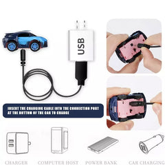 Miniature Fun: USB Charging Cartoon RC Small Car Toy Mini Watch Remote Control Car