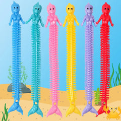 Popular Mermaid TPR Soft Rubber Vent Cartoon Color Decompression Bracelet Stretchy Strings Toys